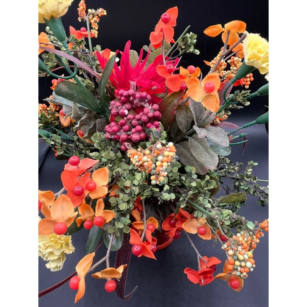 Burnt Orange Vase Faux Flower Arrangement‎ 13